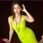 Super Sweet Ananya Pandey in Bright Green Dress